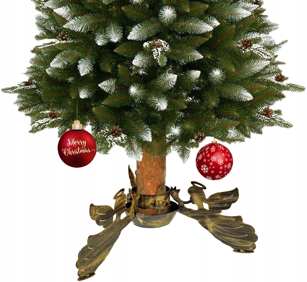 Stojan Pod Vánoční Stromek Anděl Velký fi 105MM Černo Zlatý Kovaný