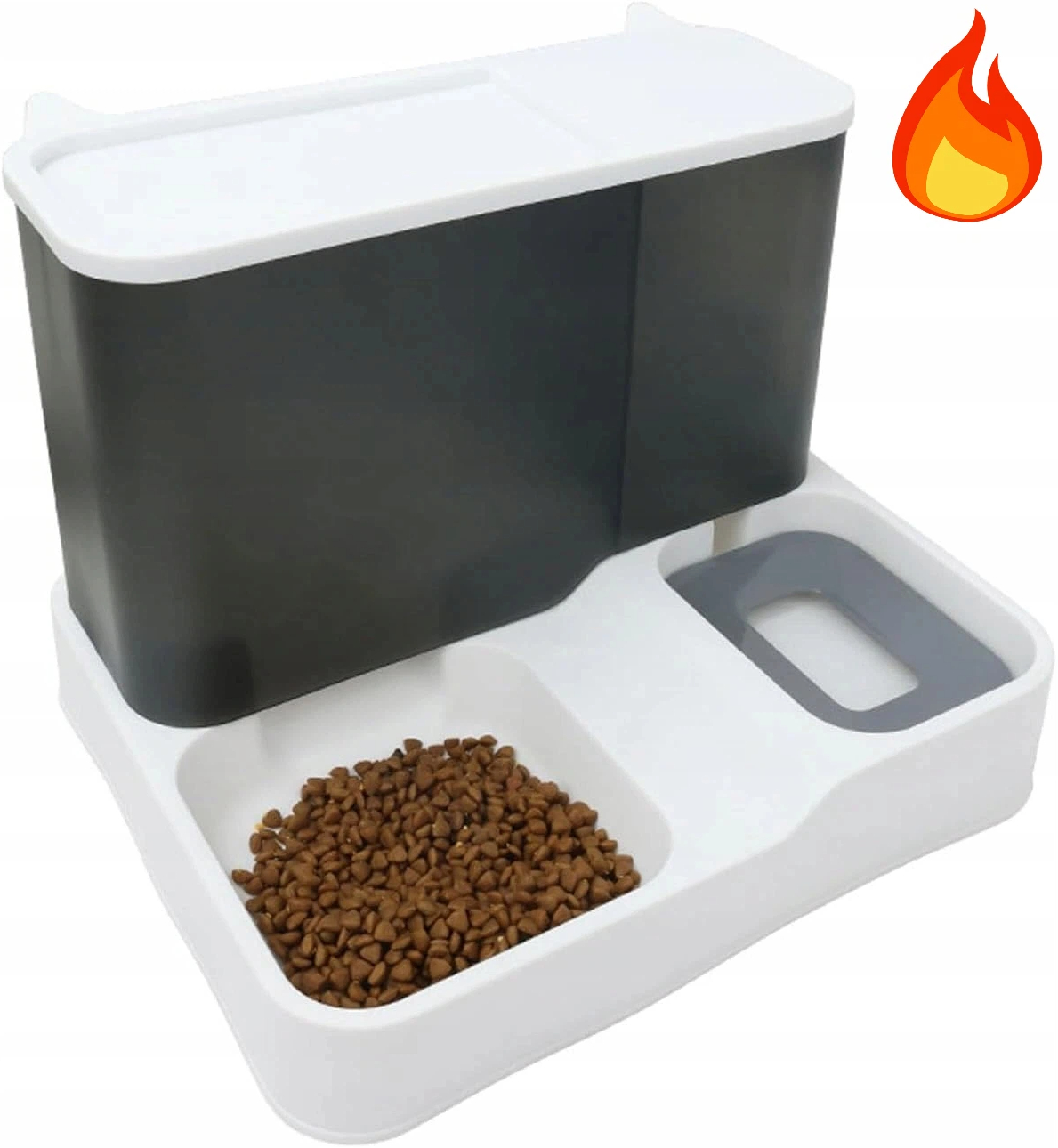 Levně Automatický Podavač Krmiva A Vody Pro Kočky 2,8 L+1 L Šedá Miska Nádrž