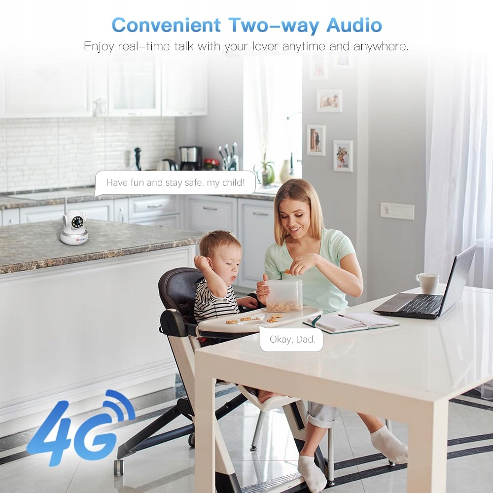 CTRONICS 4G LTE Kamera Wewnętrzna 360 PTZ Detekcja Ruchu SIM — miniatura 7