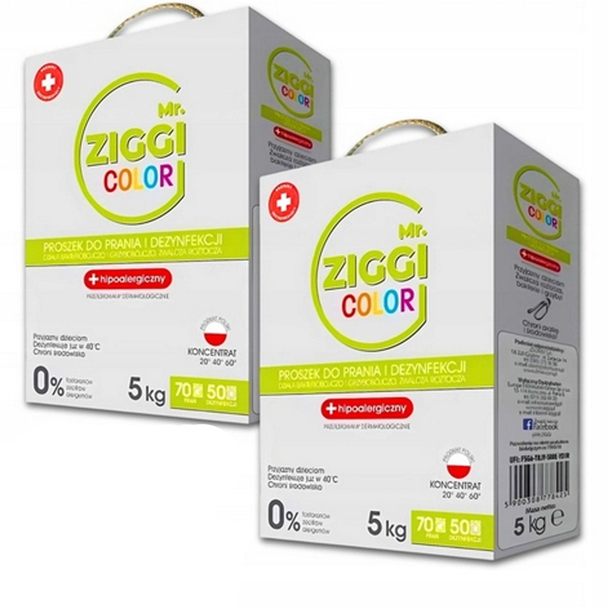 Zestaw Mr Ziggi proszek do prania hipoalergiczny do dezynfekcji kolor 2x5kg