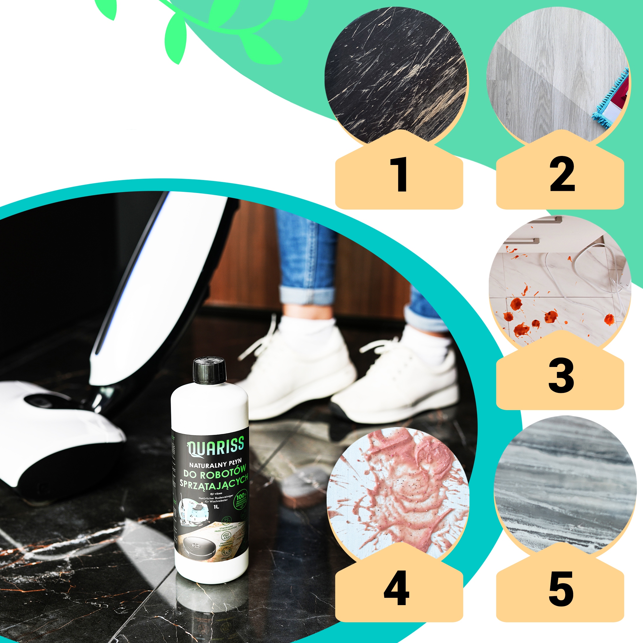 Płyn myjący do mopów robotów mopujących sprzątających bionicznych 100użyć Kod producenta Płyn do odkurzaczy myjących robotów mopującyc