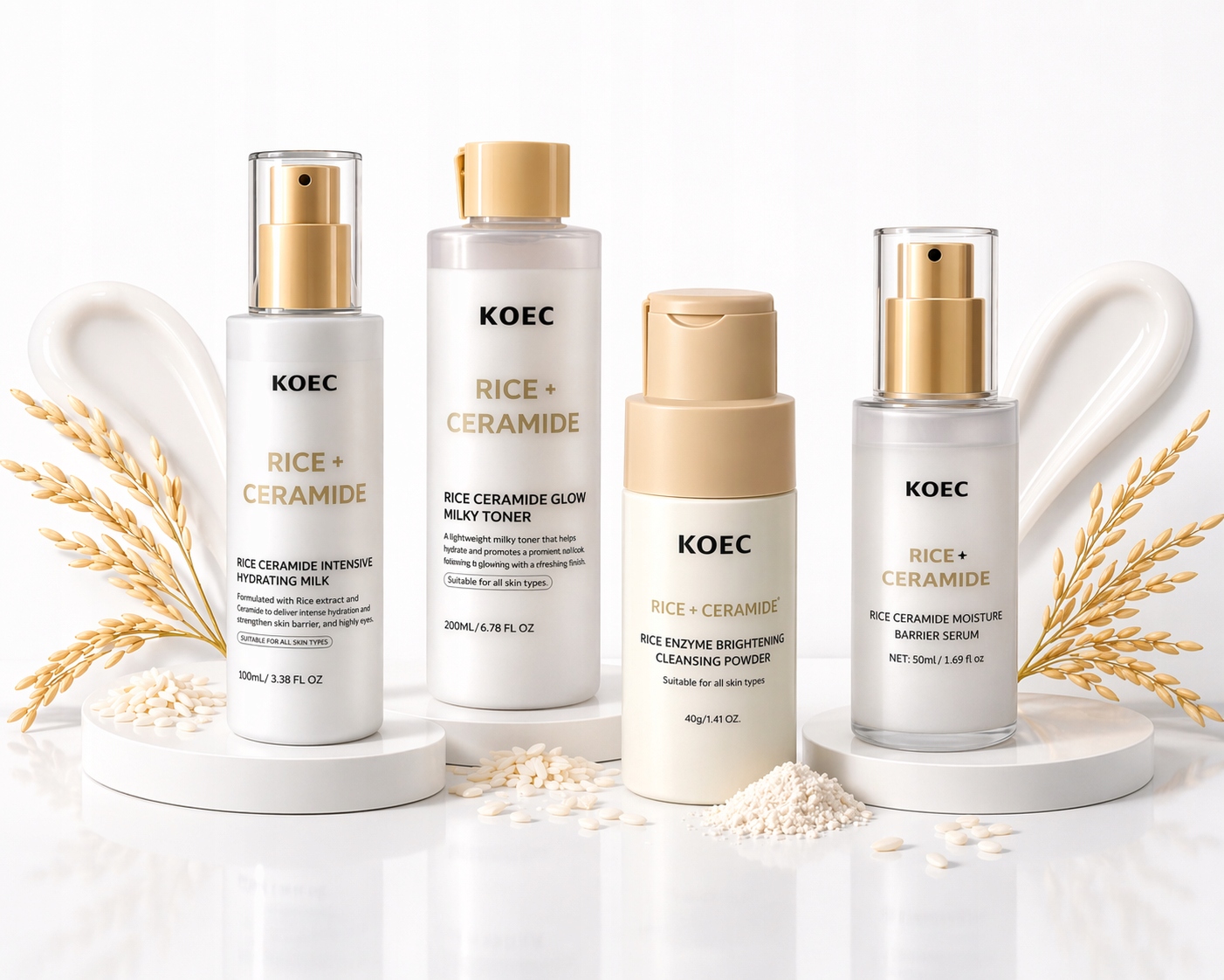 ZESTAW KOREAŃSKICH KOSMETYKÓW DO PIELĘGNACJI TWARZY 4SZT RICE + CERAMIDE