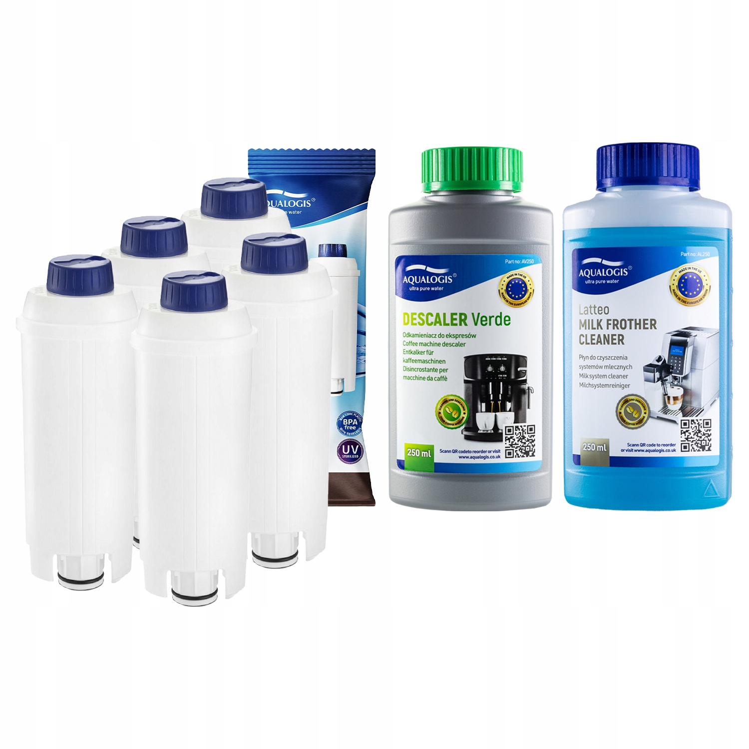 5x Filtr do kávovaru Delonghi AL-S002 Odvápňovač 250 ml Tekutina 250 ml