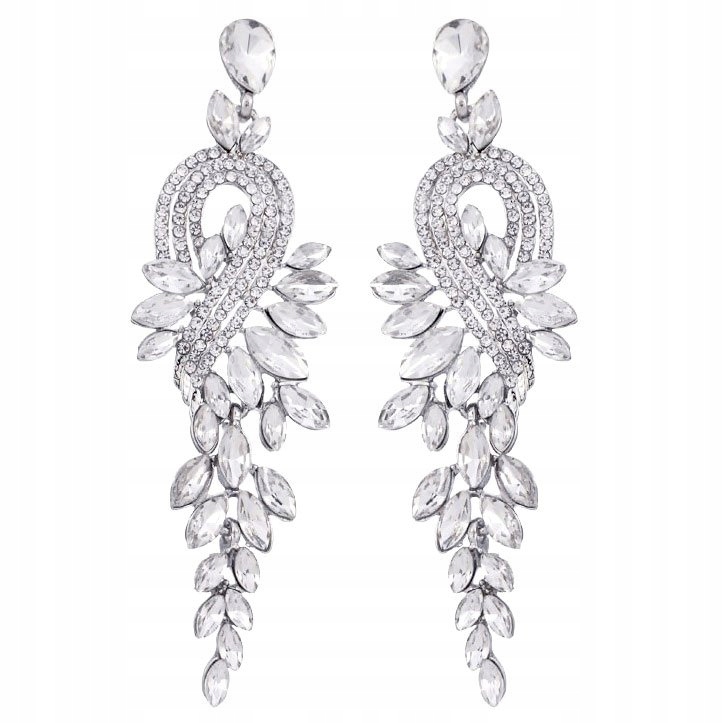 

Kolczyki srebrne Wiszące kryształki Ślubne długie