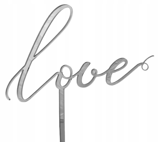 

Topper srebrny napis na tort Love Srebrne lustro