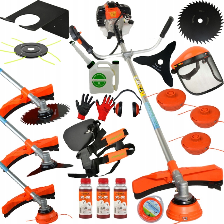 KOSA SPALINOWA KOSIARKA PODKASZARKA ŻYŁKOWA TARCZA MASKA OCHRONNA POJEMNIK