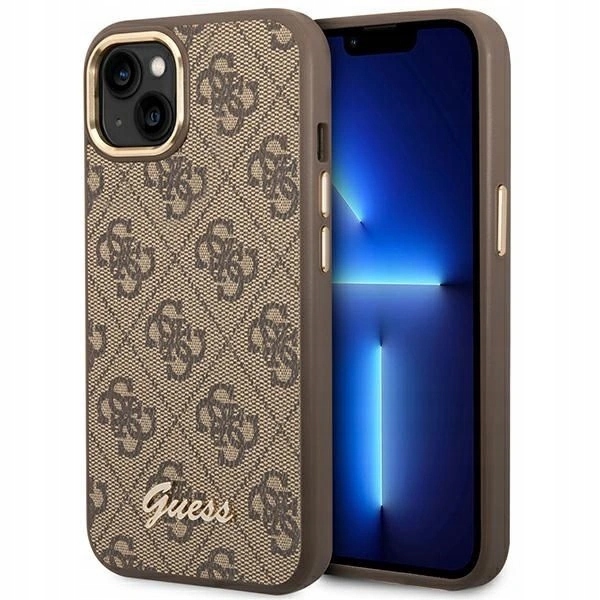 Pouzdro Guess pro iPhone 14/13, 4G Vintage Gold Logo, kryt, obal