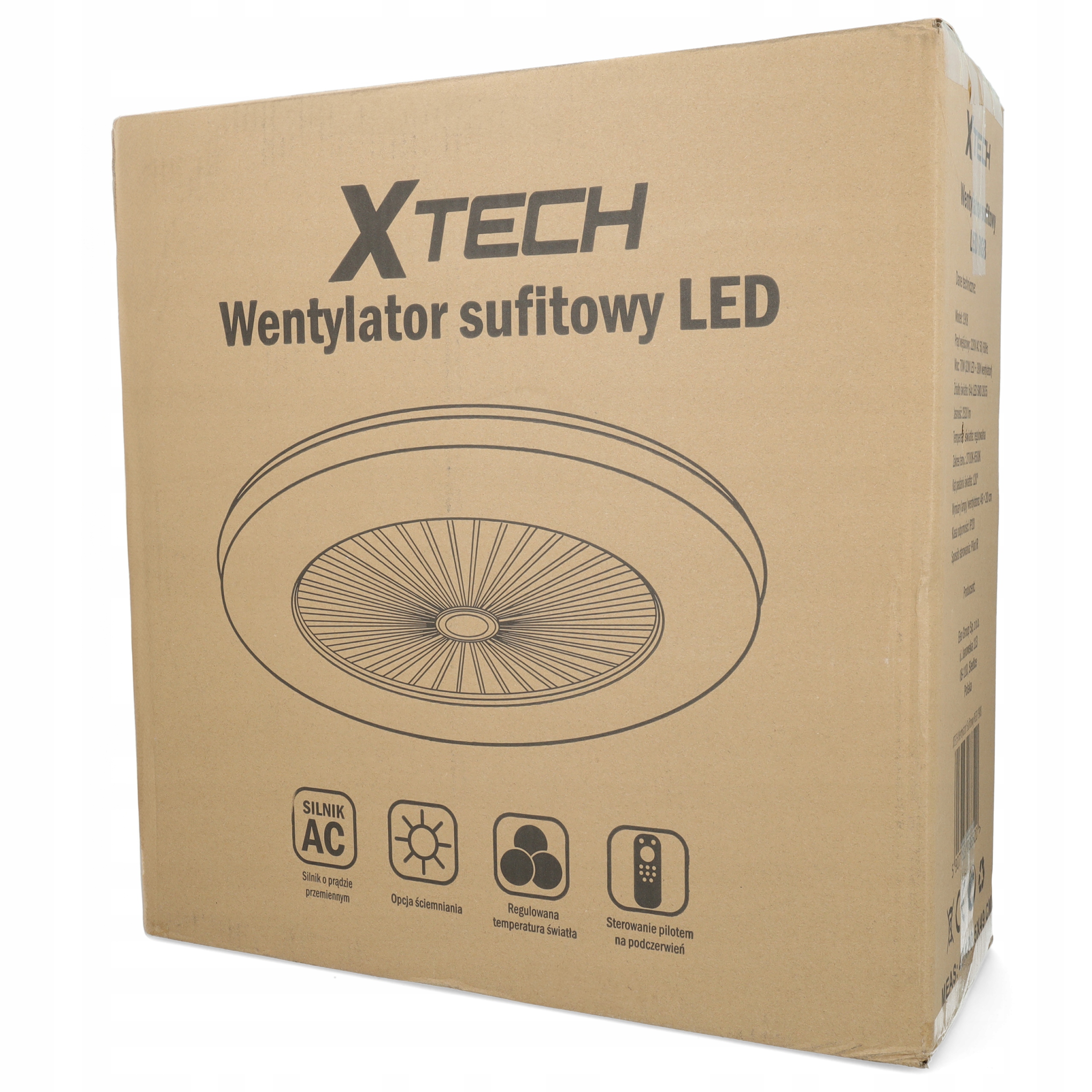 WENTYLATOR SUFITOWY WIATRAK LAMPA PLAFON LED RGB Funkcje oscylacja timer