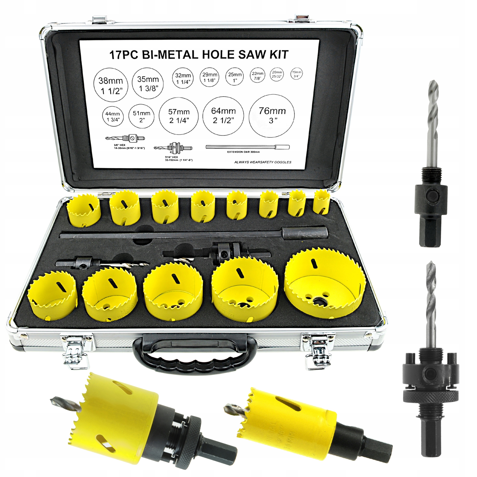 Zestaw Otwornic Bimetalowych Do Metalu Drewna Bi-metal 17 Elementów