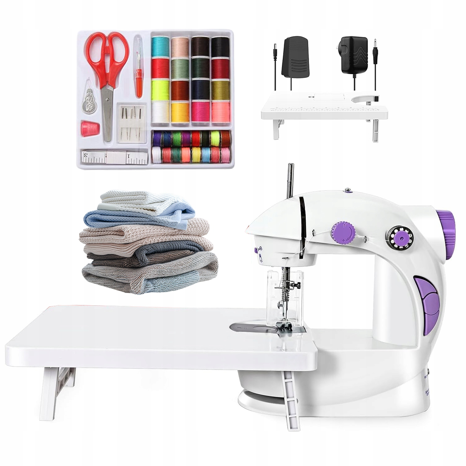 Mini Šicí Stroj S Lampičkou A Nožem, 2 Rychlosti Napájení Ze Sítě