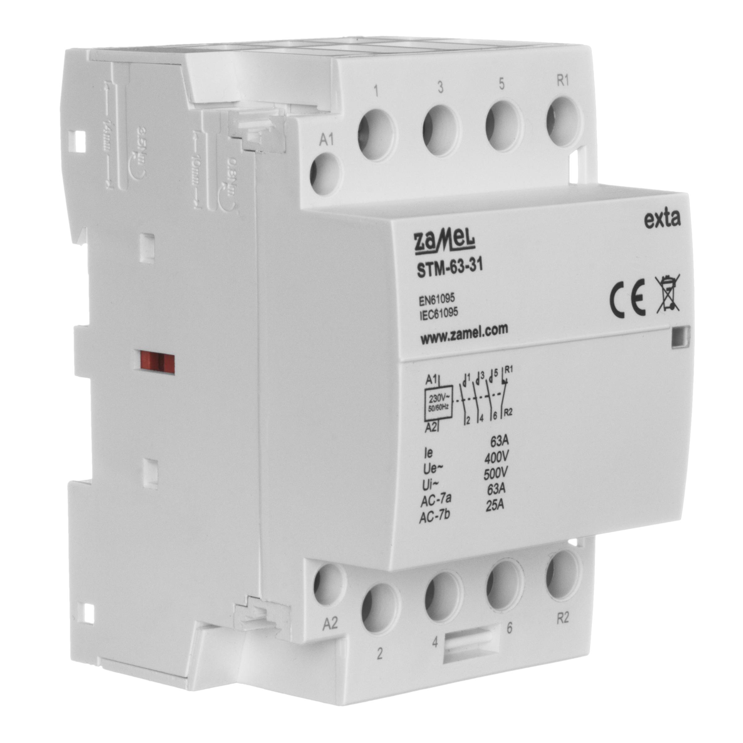 Stycznik modułowy na szynę 3-f 4P 63A 3Z 1R ZAMEL Marka Zamel