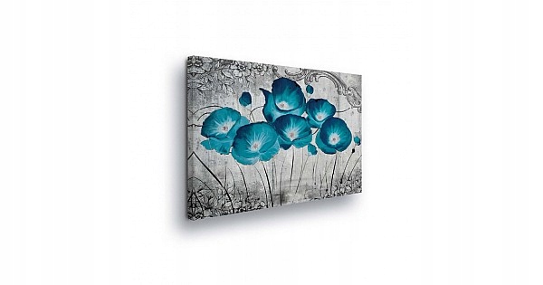 Obraz 100x75 Květiny vintage modré šedé pozadí plátno shabby chic