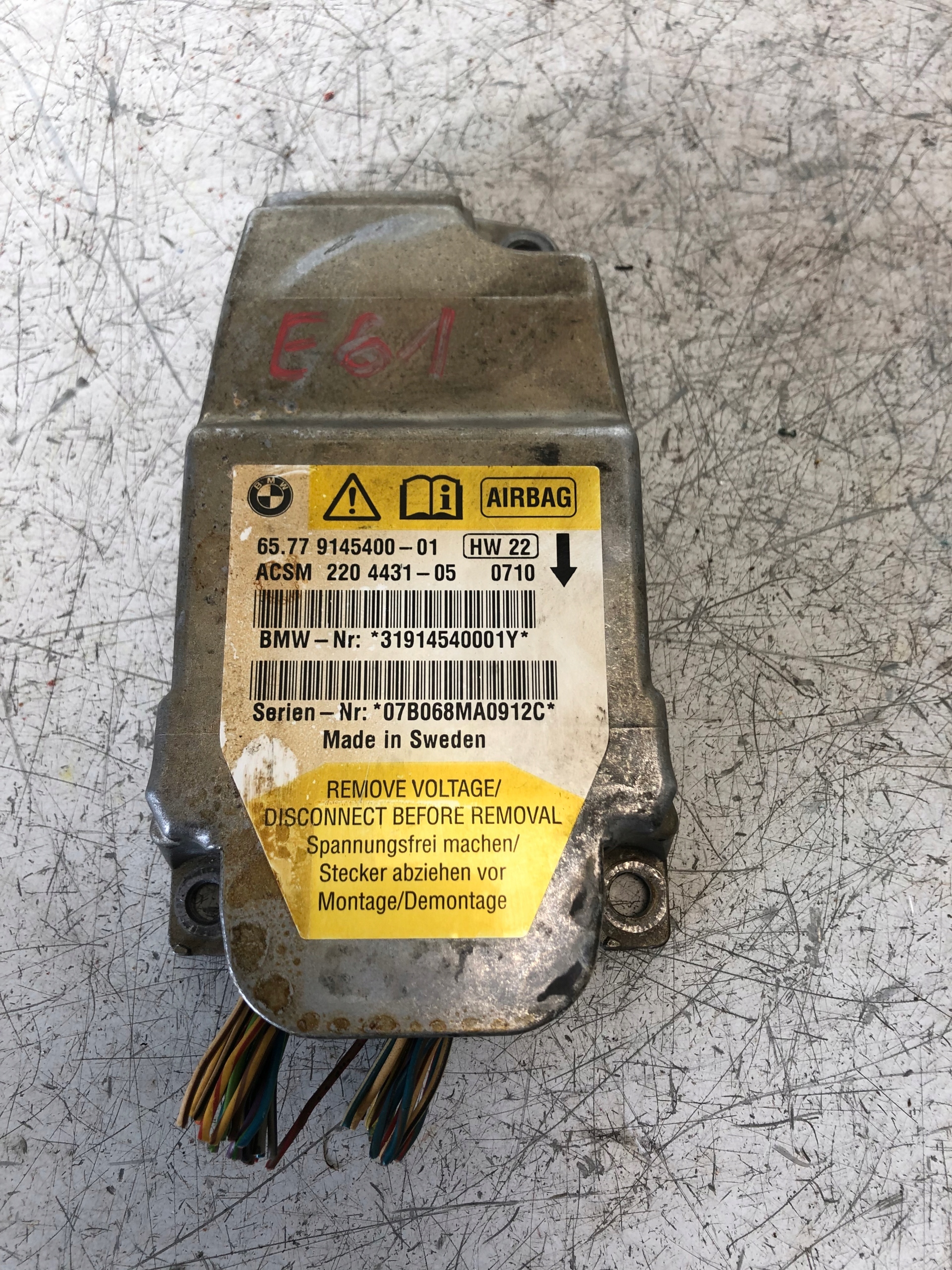 modulo SENSOR airbag airbag BMW E61 LIFT 9145400