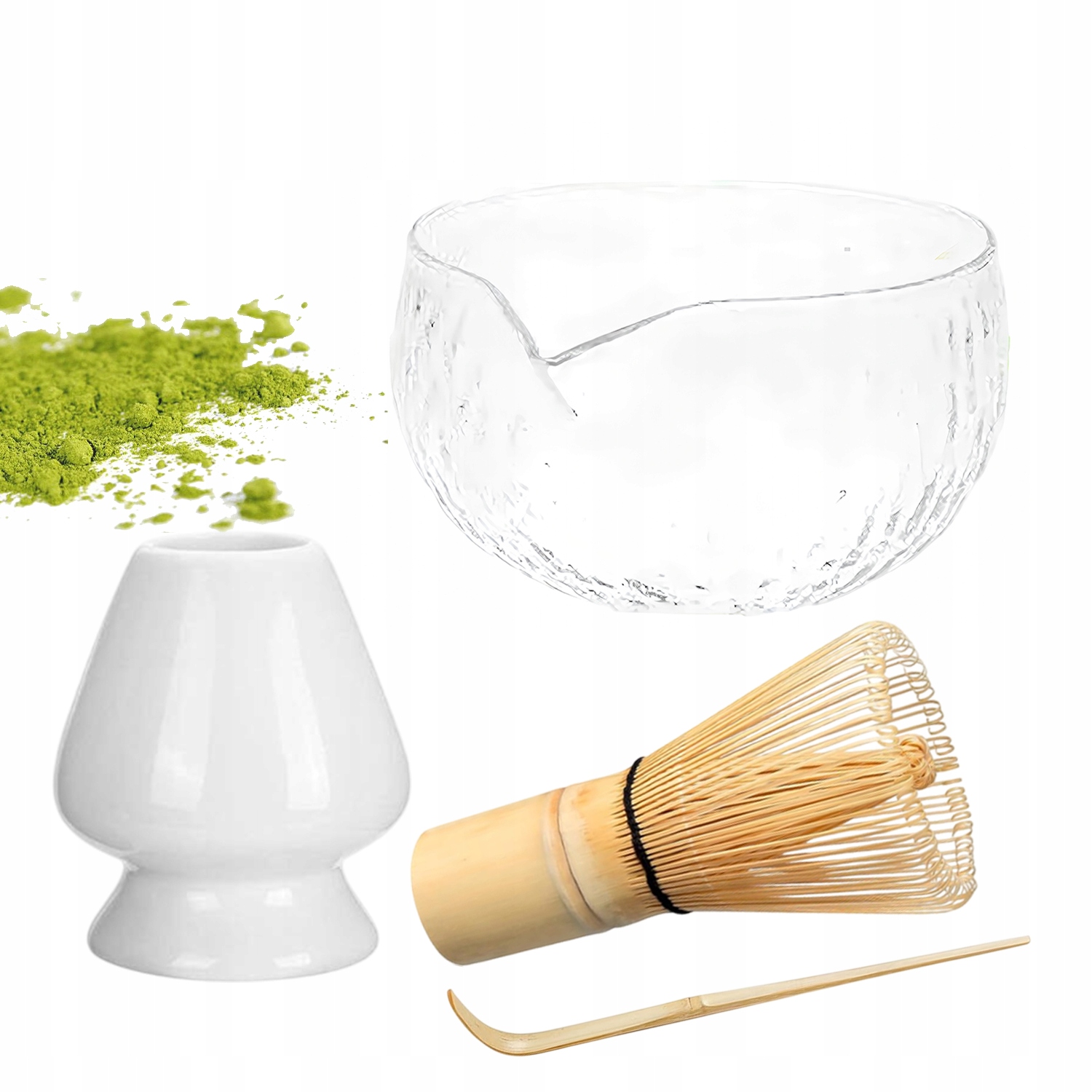 Dárková sada na čaj matcha šálek, metla, podstavec, lžička