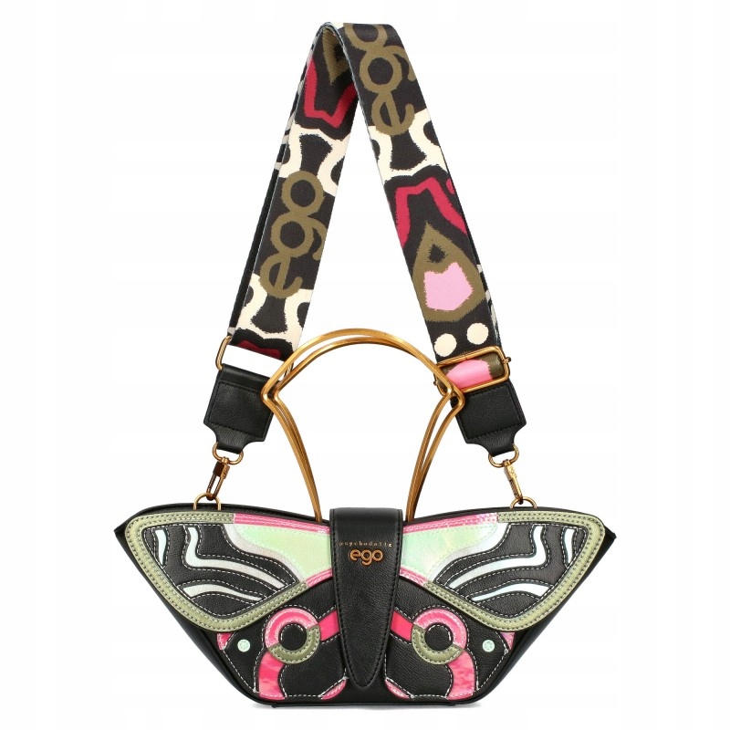 Ego Dámská kabelka Přes Rameno Odnímatelný Motýl Kůže Pásek Držáky Černá