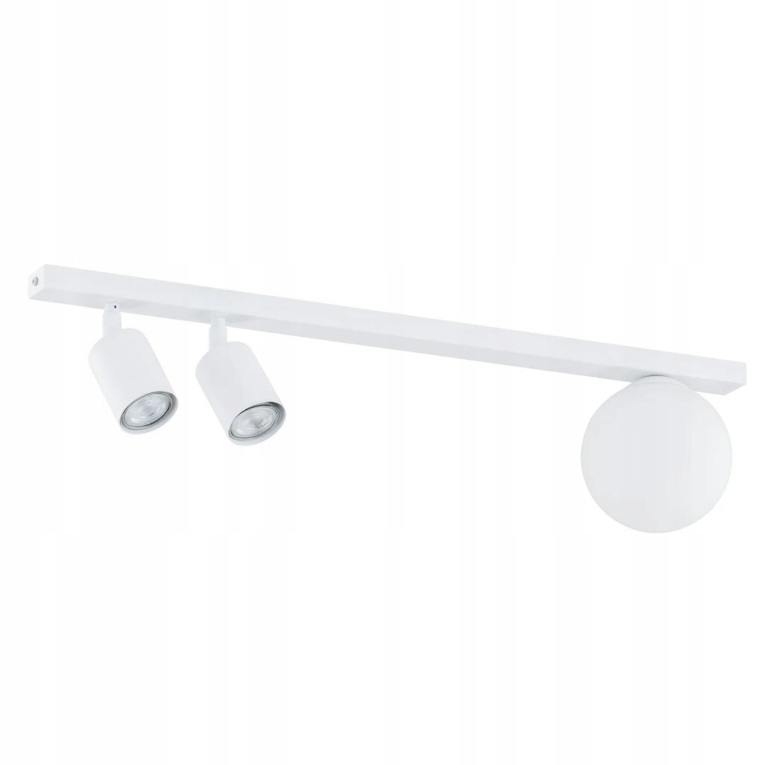 Stropní svítidlo bílá 2 reflektory skleněná bílá kulová lišta 60 cm Emibig