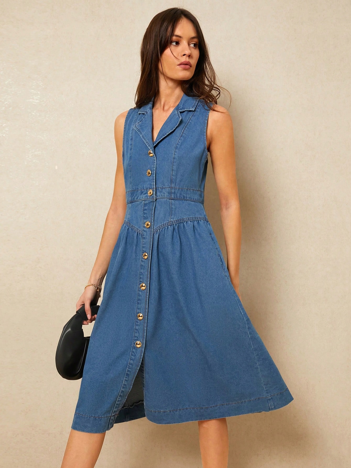 Šaty Se Zlatými Knoflíky Casual Shein, Velikost 38