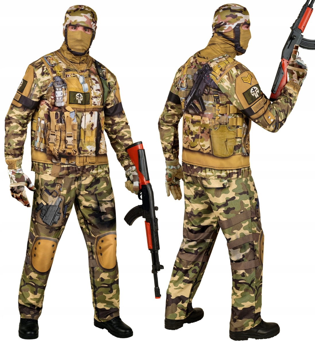 Kostým Voják v Maskáčový Vojenském převleku Kostým L