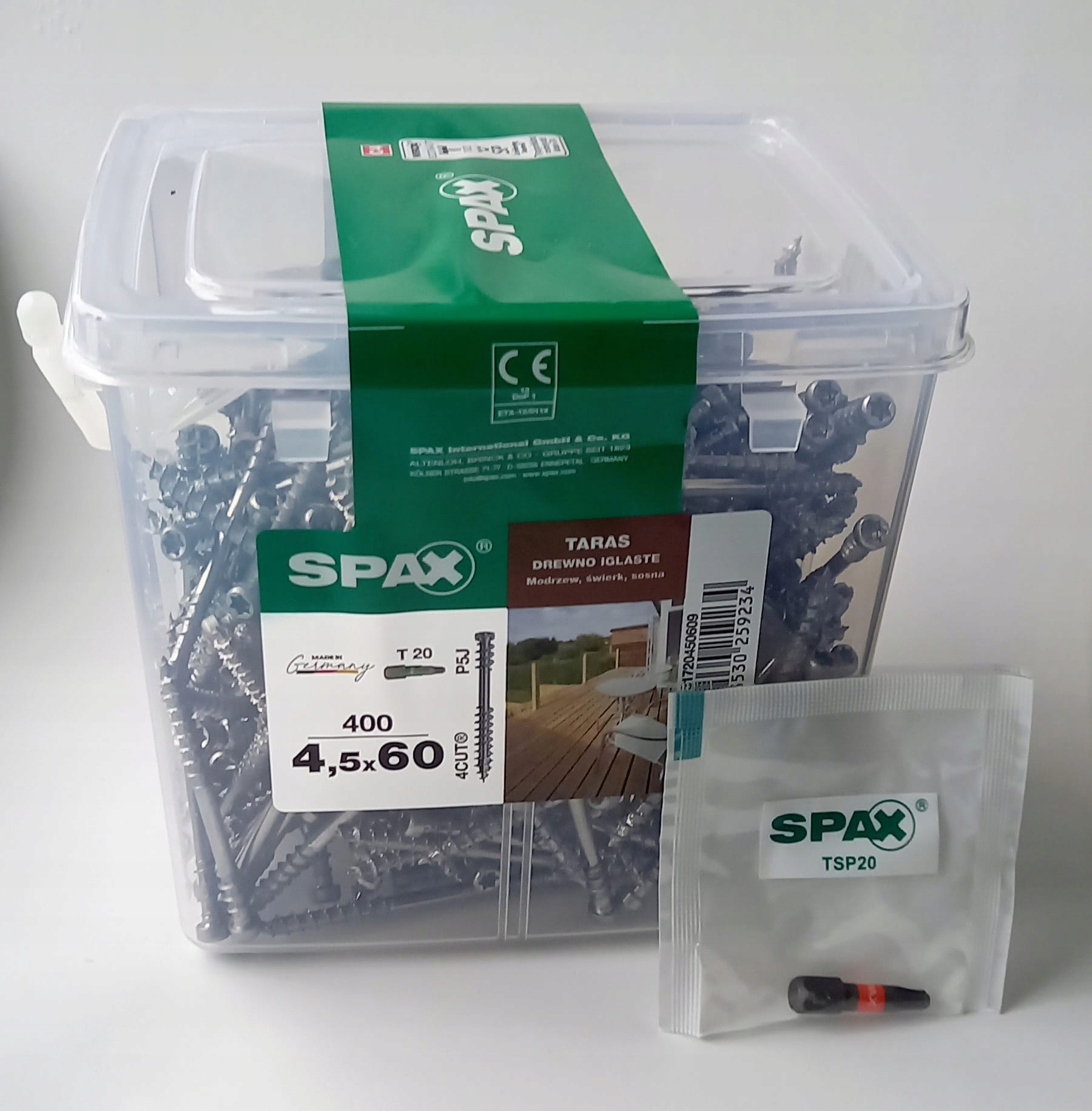 Spax Wkręty do drewna tarasowe Spax-d Wirox C4 4,5x60 400 szt Bit