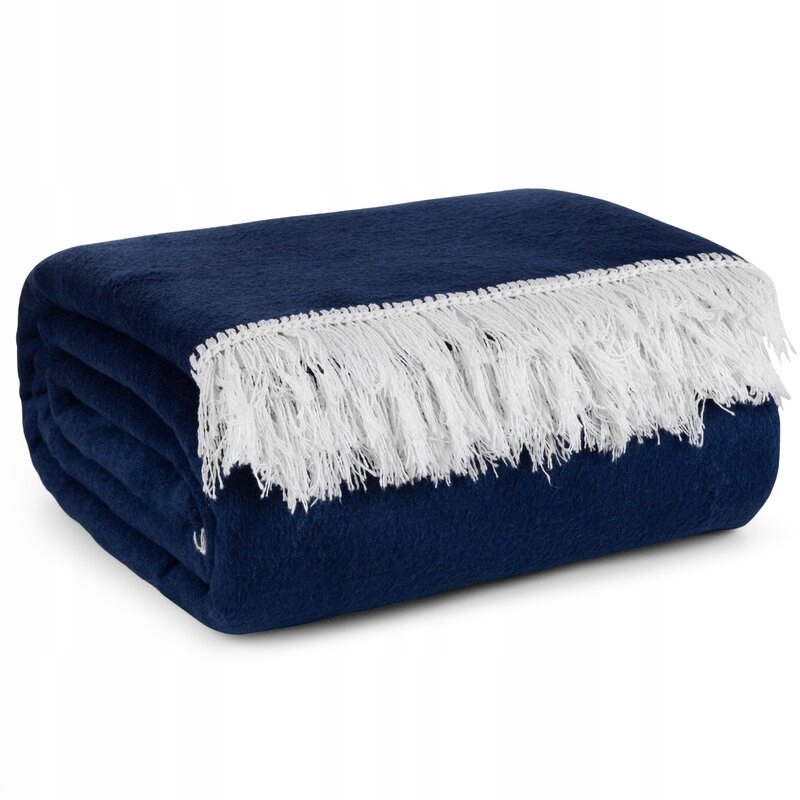 Pletená deka s třásněmi 220x240 bílá, granátová barva Akrylový přehoz na postel