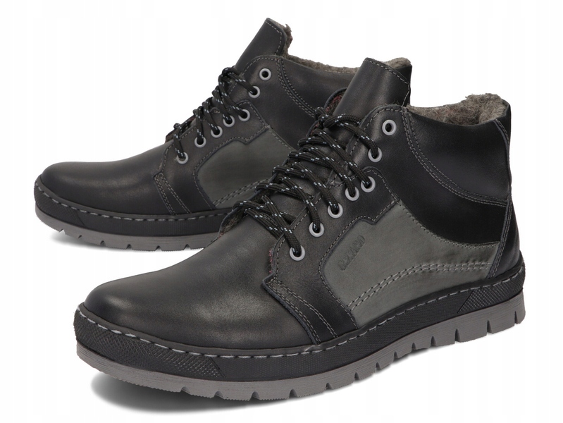 TRZEWIKI ZIMOWE BUTY POLSKIE SKÓRA 171 CZARNY 46