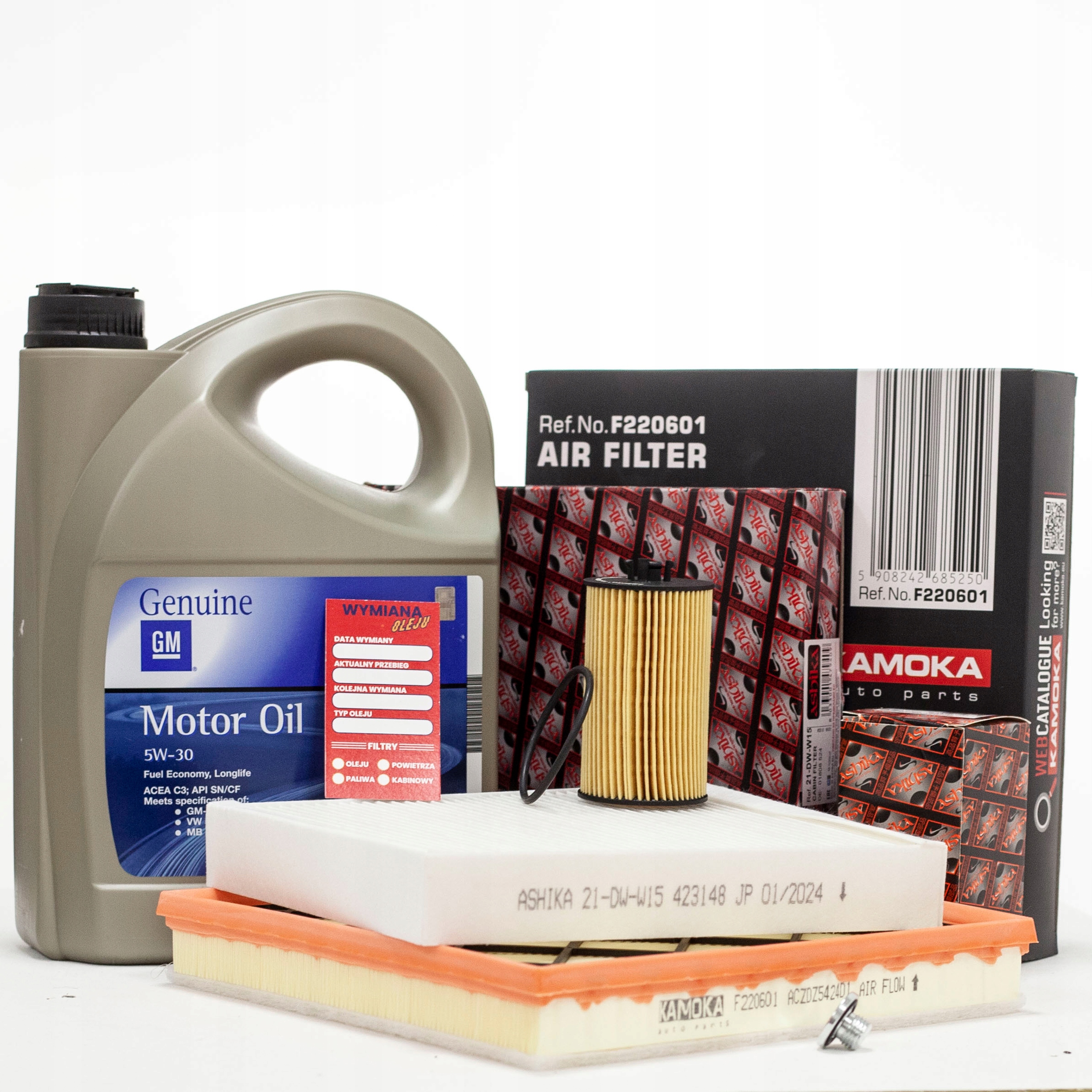 Sada 4 Filtrů Opel Astra J 1.4 1.6 Turbo Olej Gm Opel 5W-30 5L Zátka