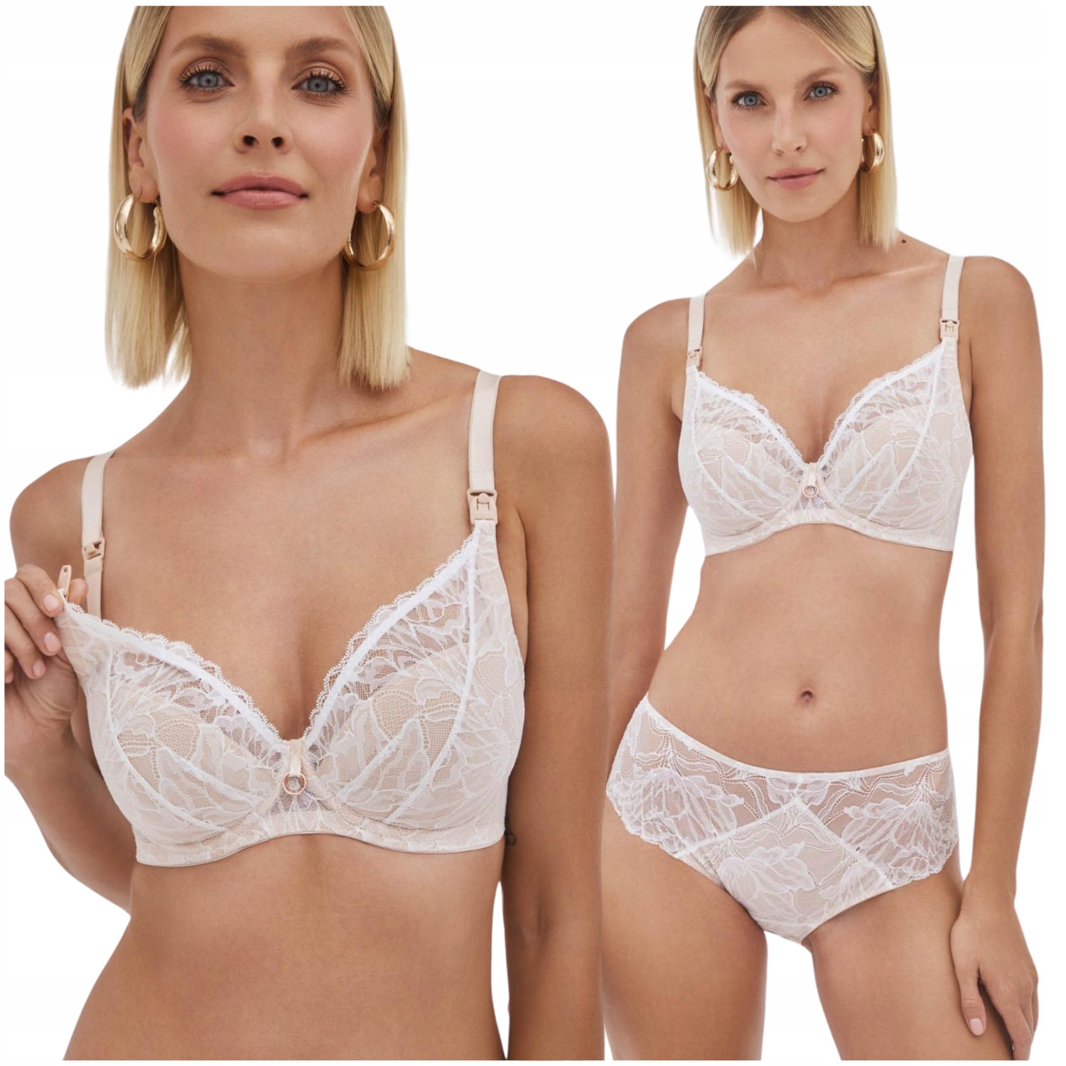 Vyztužená podprsenka na kojení krajková bílá/béžová Alles Mama Sia 75B