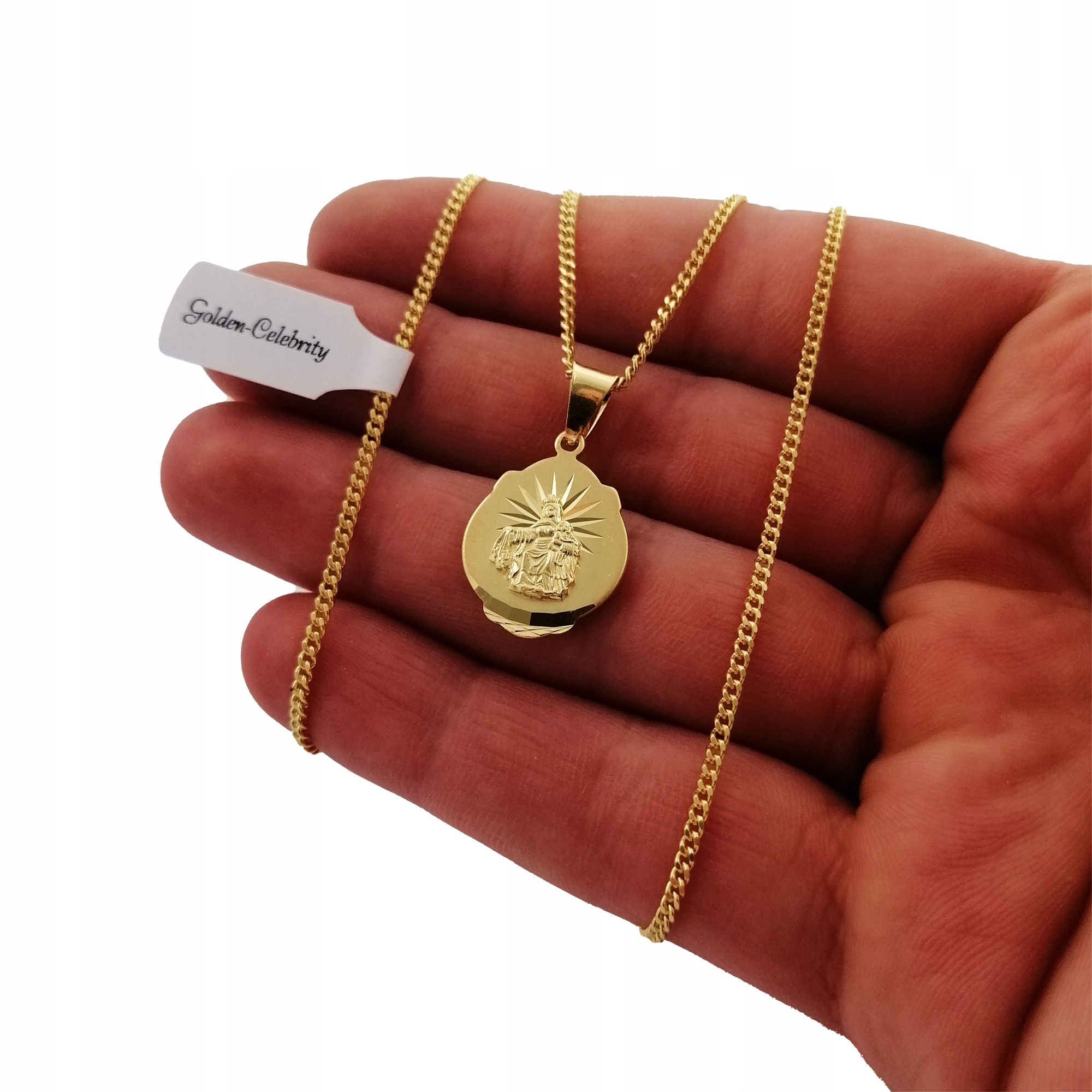 ŁAŃCUSZEK KOMUNIJNY MEDALIK SZKAPLERZ 925 GRAWER Marka Golden Celebrity