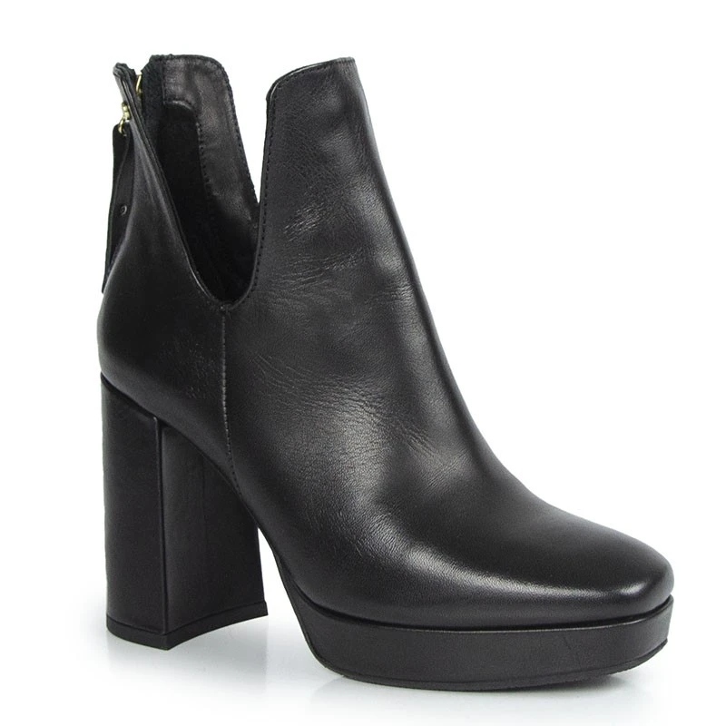 Simen 5571A Kotníkové Boty Sloupek Kůže Lico Černé 41