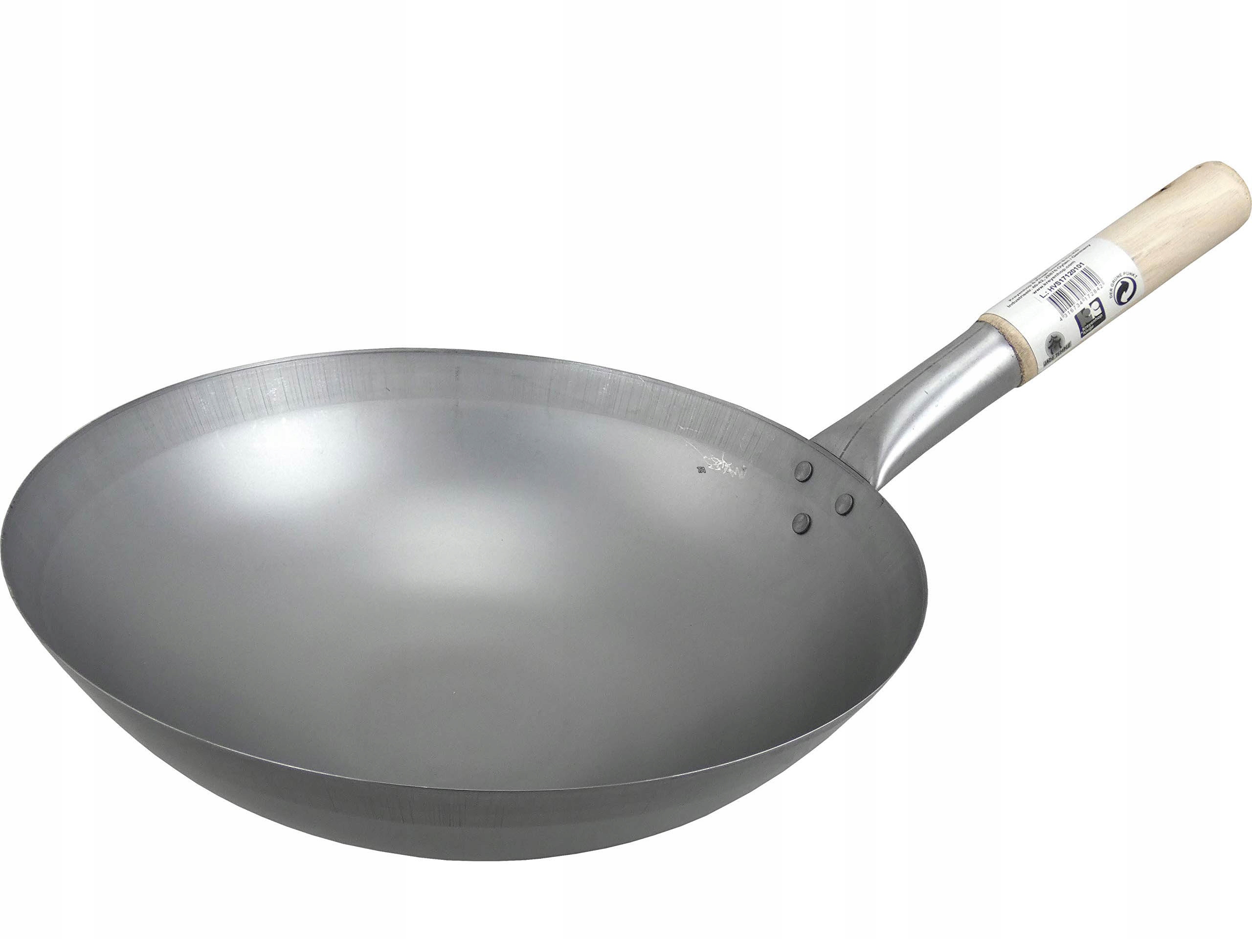 WOK STALOWY CHIŃSKI 33CM 13" PATELNIA KUTA ZE STALI WĘGLOWEJ Kolor szary