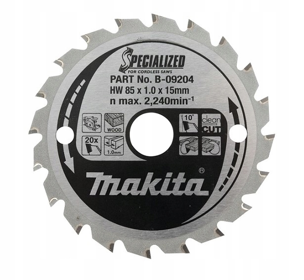 

Makita B-09204 Tarcza Tnąca Do Drewna 85X15 MM 20Z