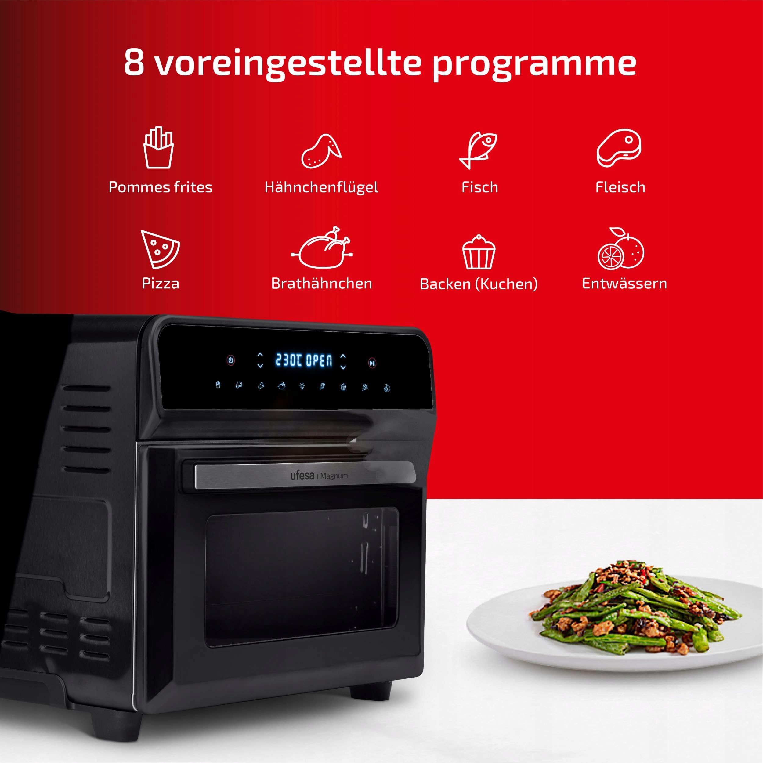 UFESA MAGNUM Frytkownica Beztłuszczowa XXL 23L 1800W 8 Programów — miniatura 3