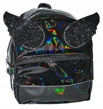 Černý holografický batoh s flitrovými křídly