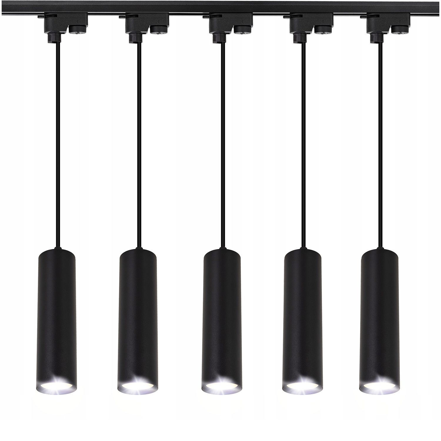 Lampa sufitowa wisząca Szyna 2m + 5x CZARNA Tuba OPRAWA natynkowa SPOT LED
