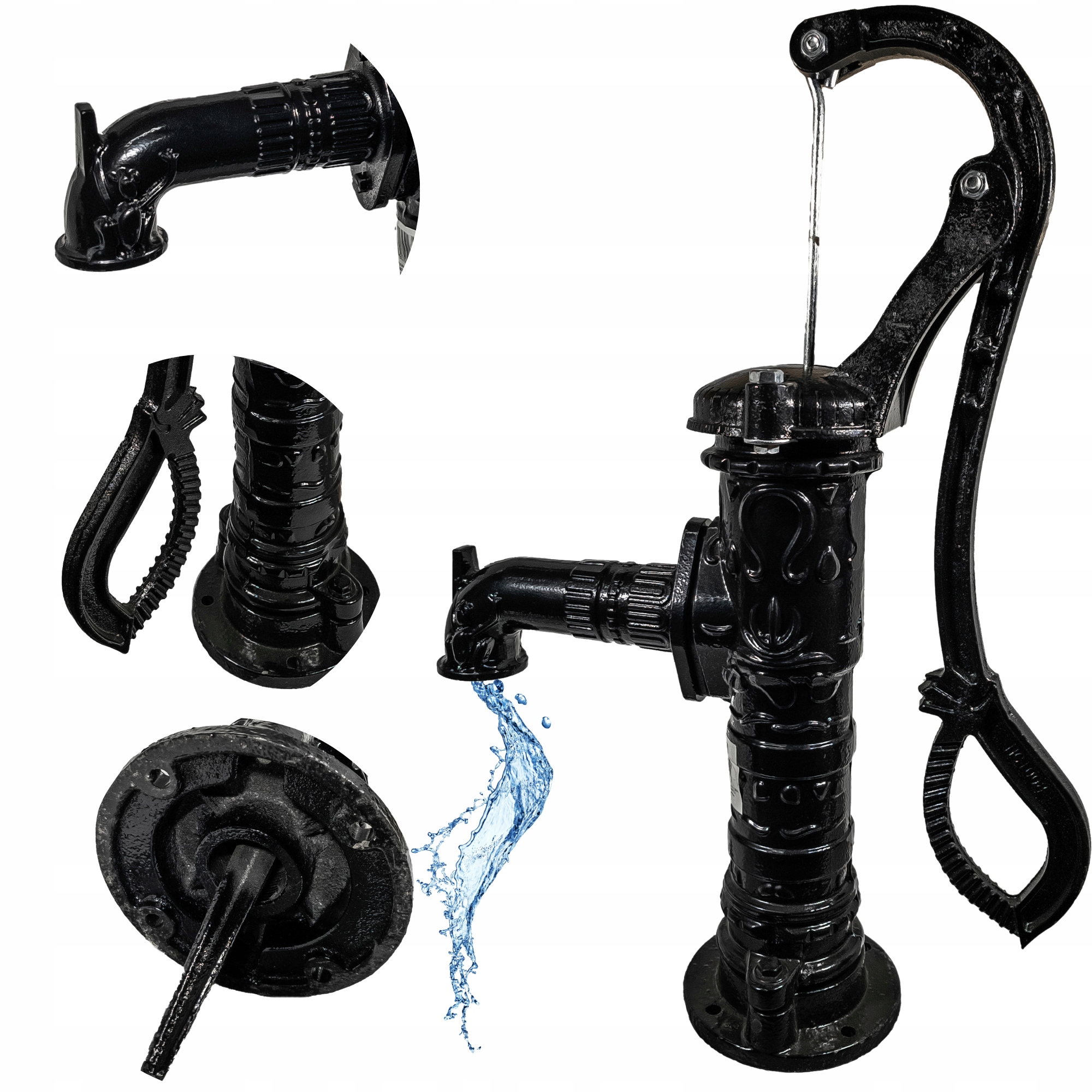 Pompa Abisynka Ręczna Ogrodowa Ozdobna Czarna Żeliwna Do Wody Mocna Wydajna