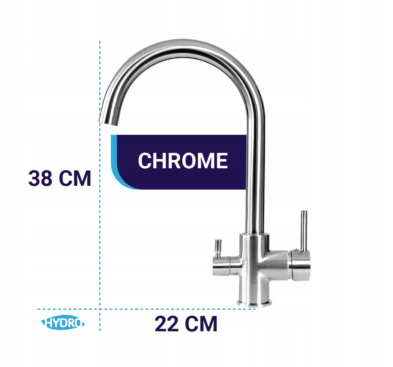 WYLEWKA BATERIA TRÓJDROŻNA CHROME DO FILTRÓW WODY=