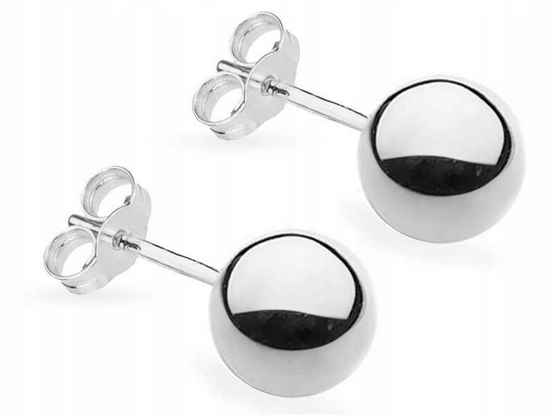 Krásné Bílo Zlaté Náušnice pr. 585 Kuličky 8 mm Na tyč 14k