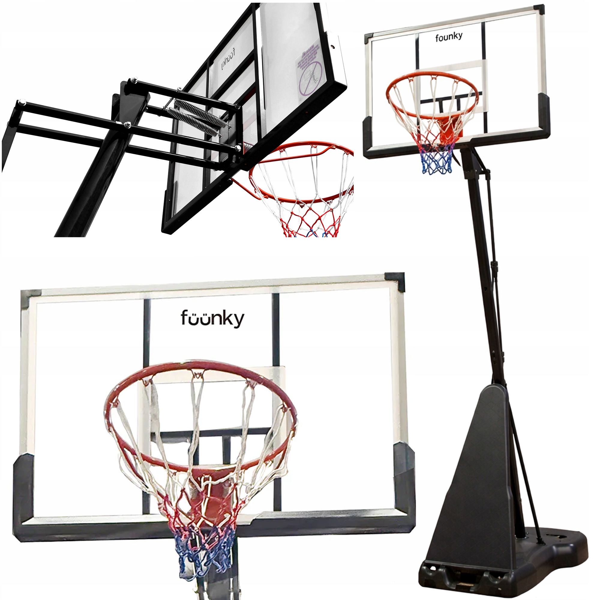 Kosz do Koszykówki Wolnostojący Mobilny Stabilny Profesjonalny Czarny