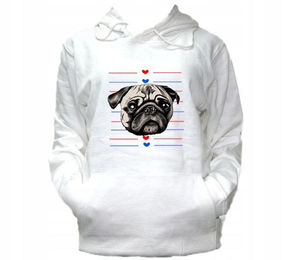 

Xs Bluza Kaptur Damska Mopsy Mops Pugs Śmieszne