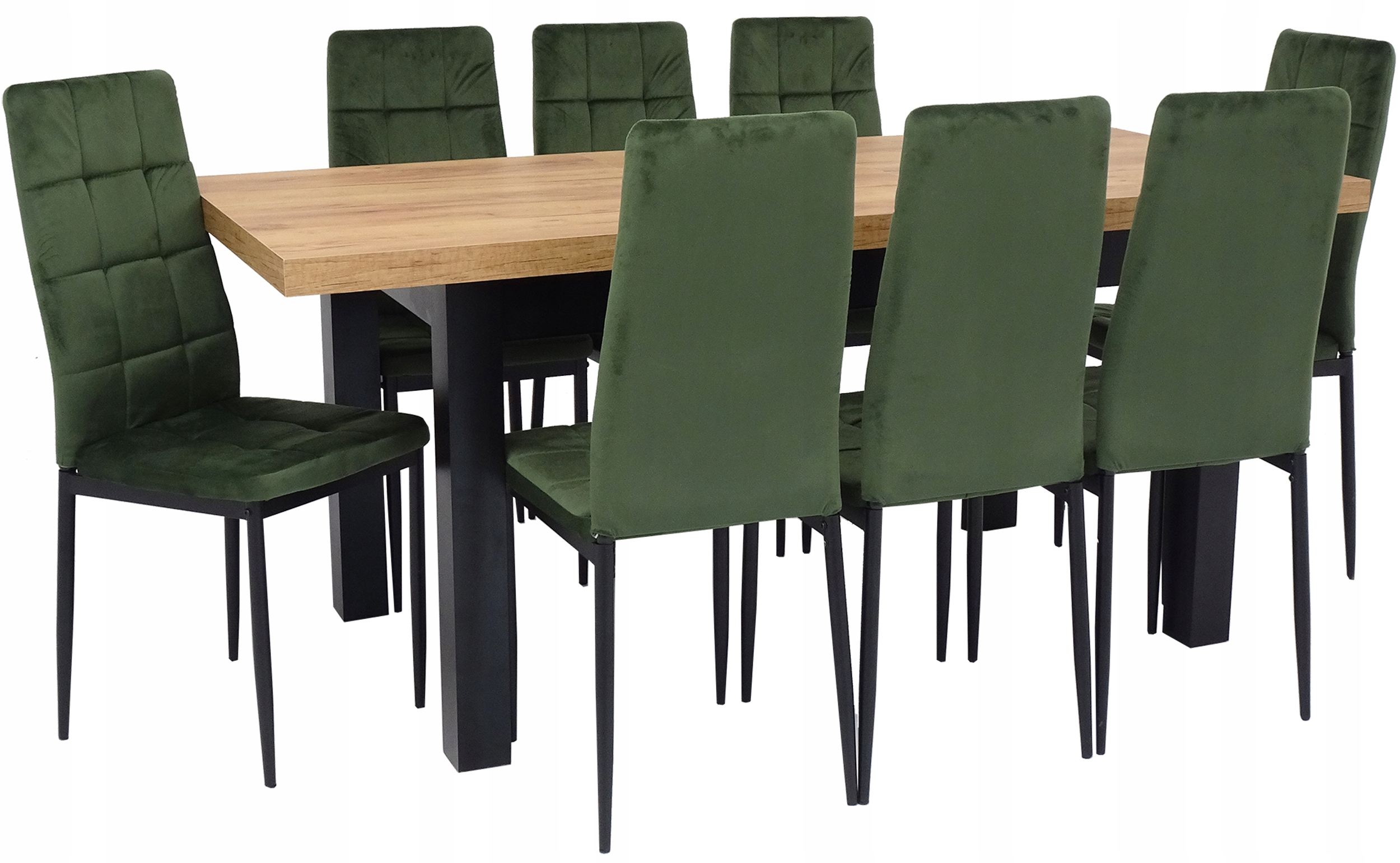 Meble do salonu STÓŁ do 180cm z 8 krzesłami ZIELEŃ