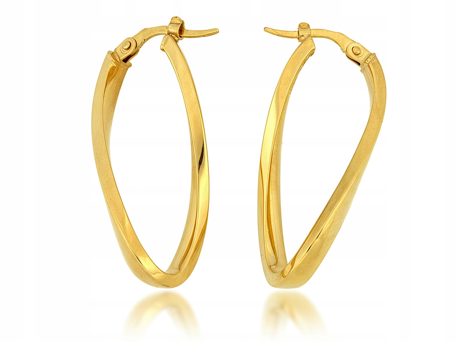 Zlaté náušnice 585 pevné dlouhé kroucené Oválné moderní vzor 2.23 g