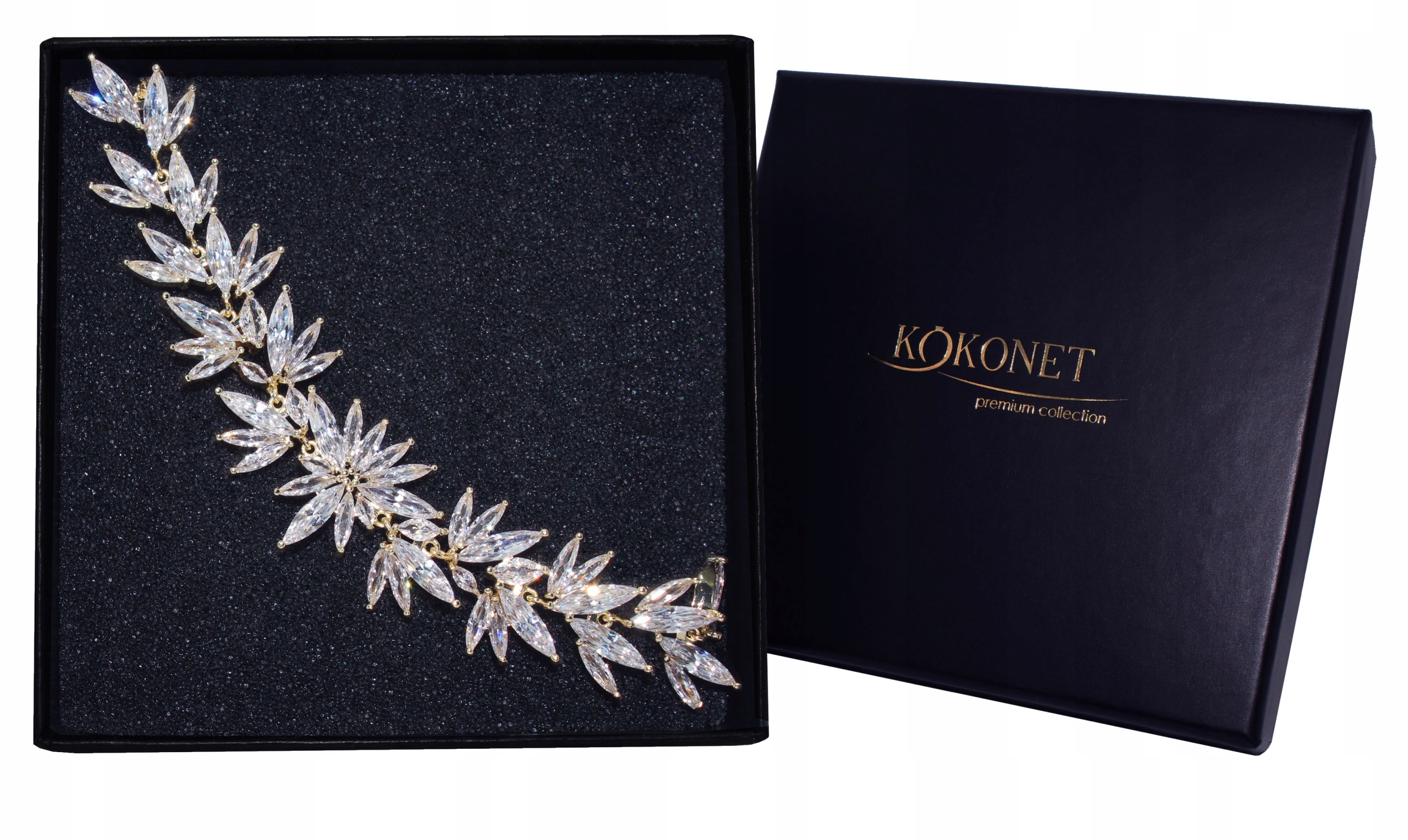 Zlatý náramek lístky svatební Efekt glam boho