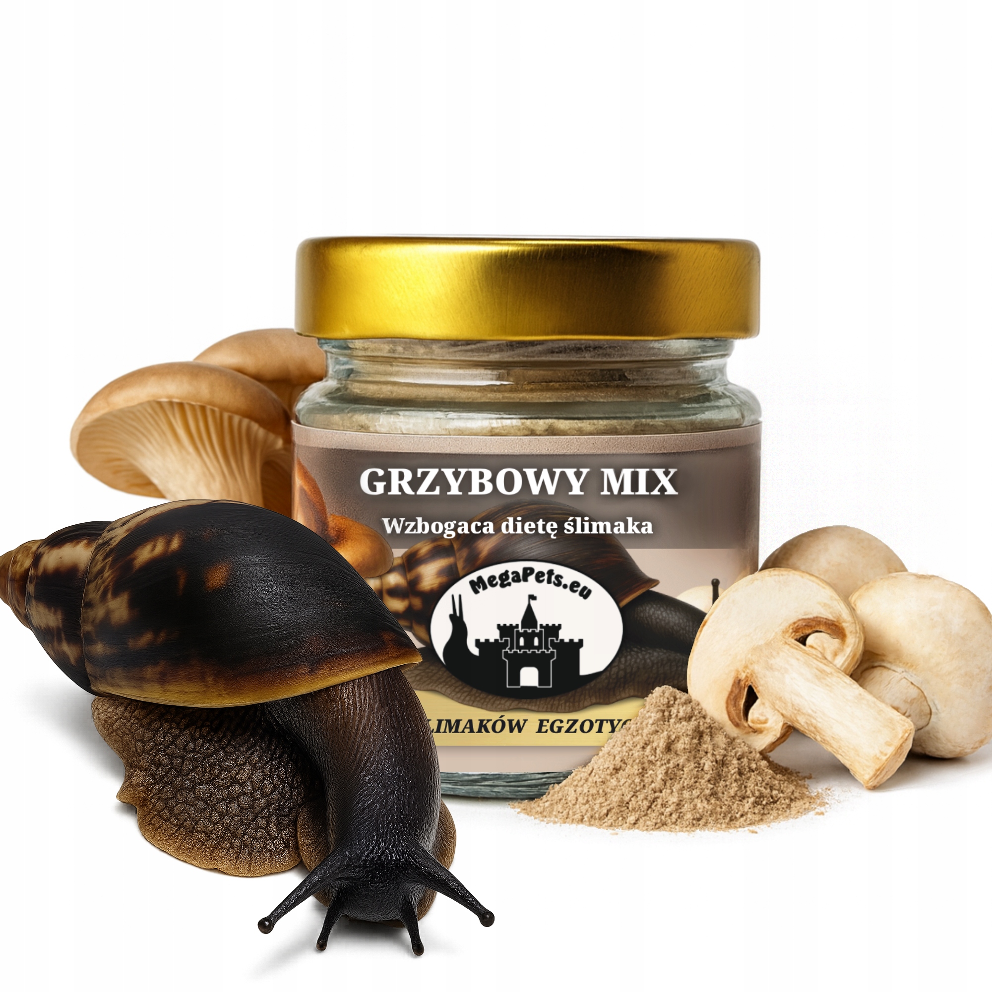 Houbový mix pro slimáky Hlemýžď africký Achatina Lissachatina Isopody