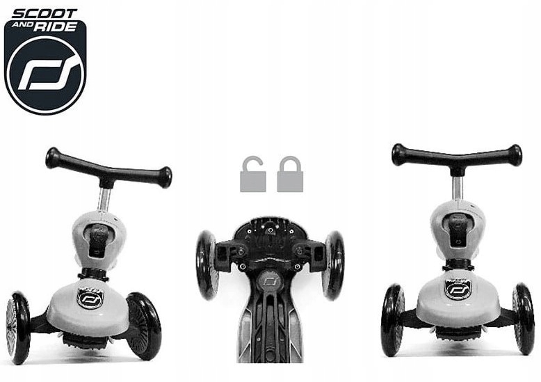 SCOOTANDRIDE Ash ZESTAW HULAJNOGA i Jeździk 2w1 + KASK z LED XXS do S 1+ Koła Kauczukowe