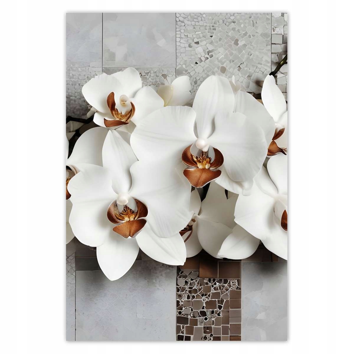 Plakáty 125x185 Bílé orchideje a mozaika