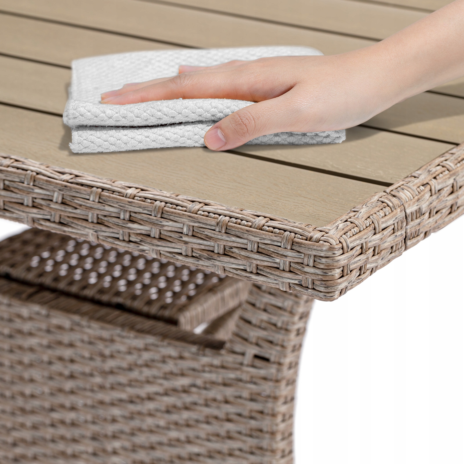 Садовый стол Прямоугольный WPC Rattan Wood Furniture глубина 90 см