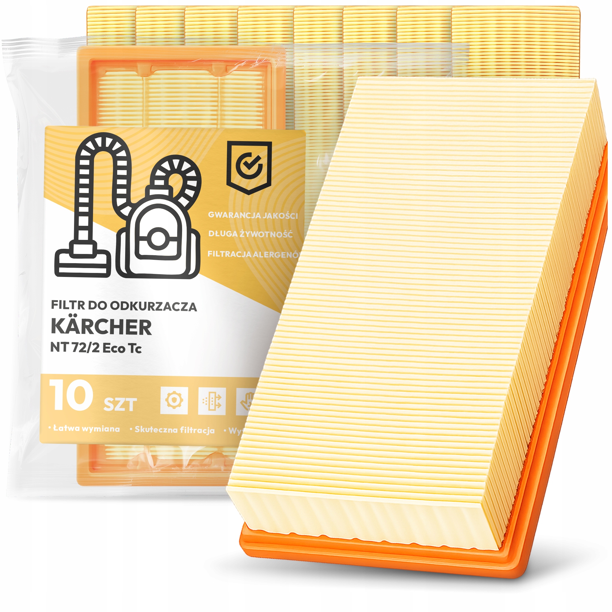 10x Vzduchový Filtr Pro Vysavač Kärcher Nt 72/2 Eco Tc Filtry Em-w