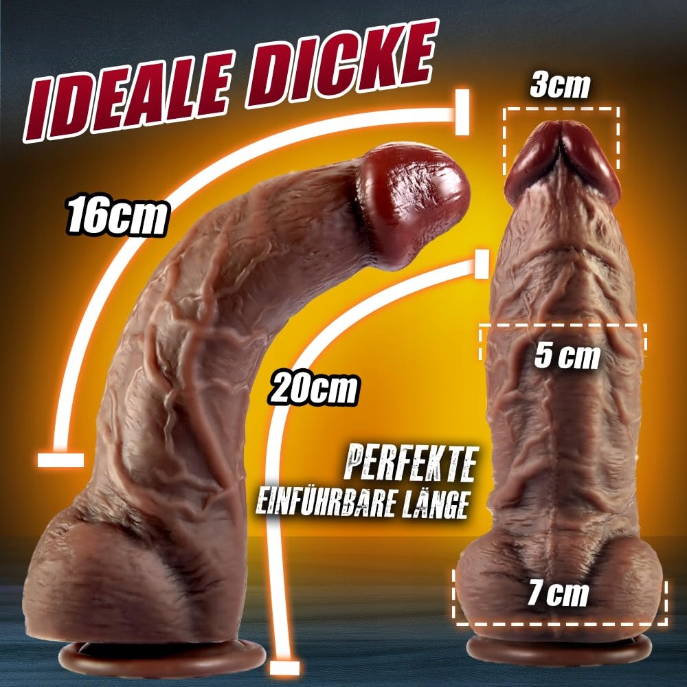 BLACK DICKER Realistyczny Duży Dildo G-Punkt 20cm Silikonowy Z Przyssawką — miniatura 5