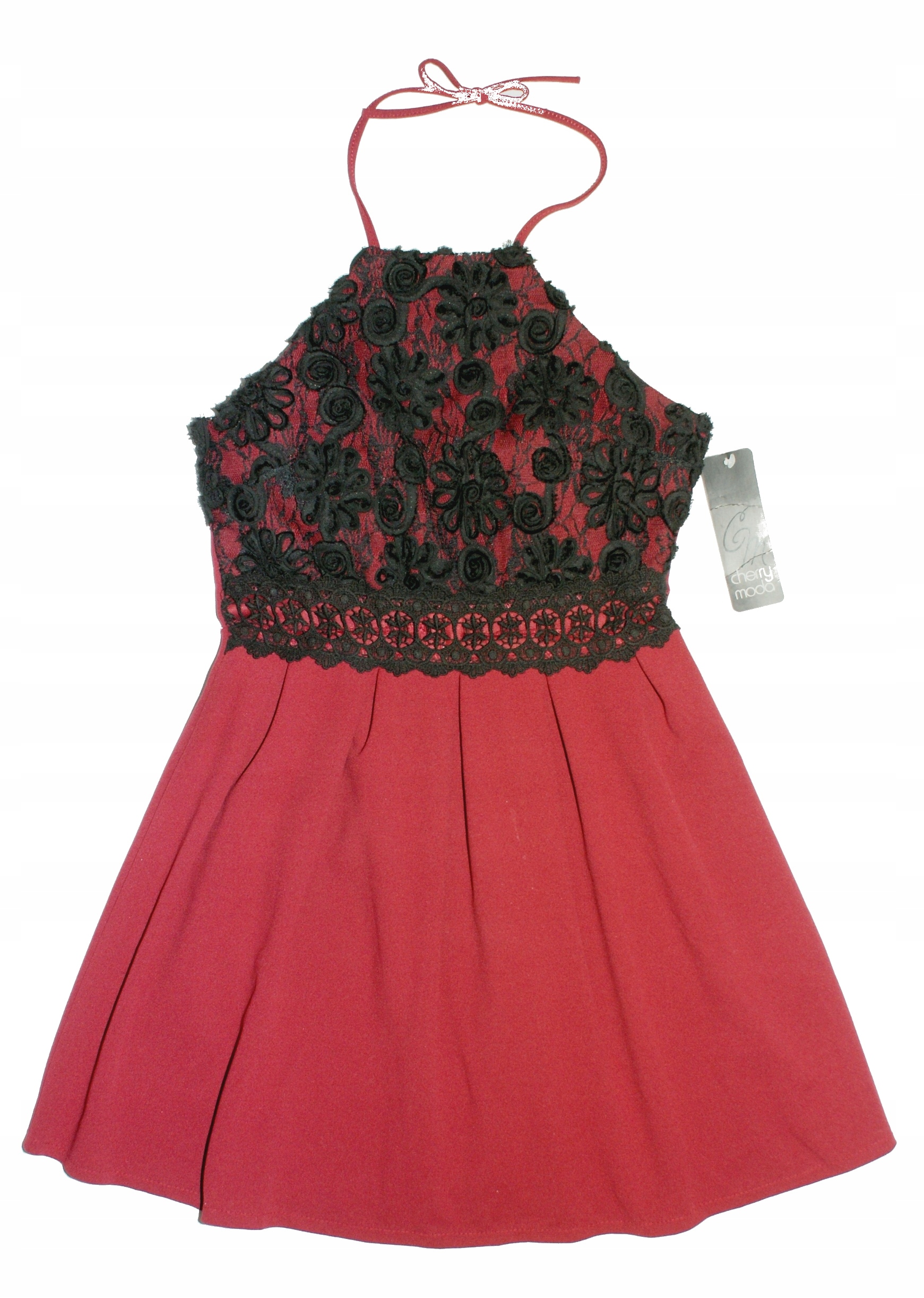 CHERRY MODA_Cudna SUKIENKA_bordowa dekolt NOWA_36 13386418998 Allegro.pl
