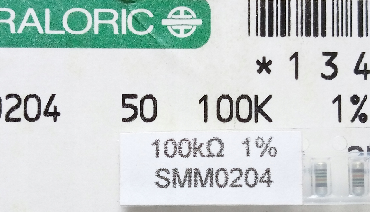 [40szt] Rezystory Smd mmelf 100K 1% 50ppm Draloric SMM0204 low noise audio